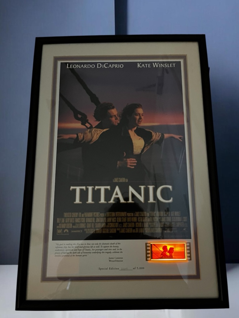1998 TITANIC Limited Edition Light-Up Lithograph #2005/5000 | 35mm Film Cell